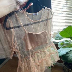 Pink Zara tulle shirt